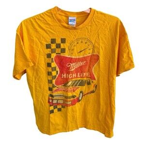 Vintage Junk Food Mens Miller High Life Racing Car Graphic T-Shirt Size Large